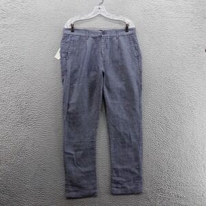 Stile Benetton Slim Fit Linen Cotton Pants Sz 34 Blue Men Casual Summer Trousers
